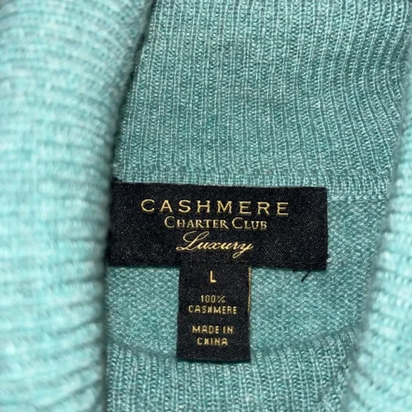 Charter Club - Luxury 100% Cashmere Green Turtle Neck Sweater - Size Large - EUC - Picture 3 of 8